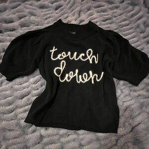 Versona Black Sweater with White Touchdown Design